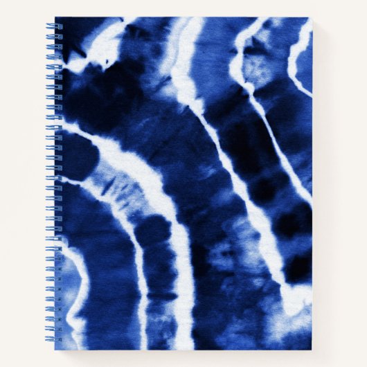 Indigo Navy Denim Blue Fun Cool Tie Dye Waterverf Notitieboek (Voorkant)