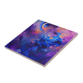 Indigo navy levendige fantasie abstracte kunst tegeltje (Zijkant)