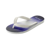Indigo oceaanblauw en wit aanpasbaar met naam kinder teenslippers (Schuin)