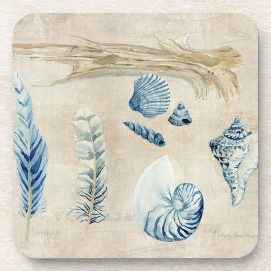 Indigo Ocean Beach Sketchbook Waterverf Shells Drankjes Onderzetter (Voorkant)