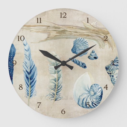 Indigo Ocean Beach Sketchbook Waterverf Shells Grote Klok (Voorkant)