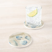 Indigo Ocean Beach Sketchbook Waterverf Shells Zandsteen Onderzetter (Zijkant)