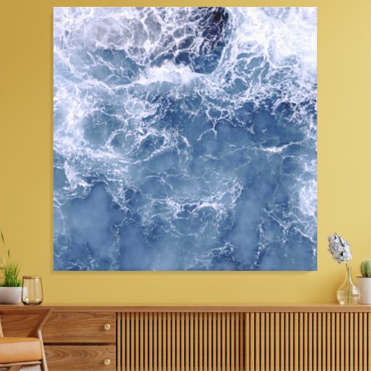 Indigo Ocean Foaming Zee Water Canvas Afdruk (Insitu (Woonkamer))
