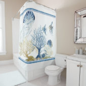 Indigo Ocean Underwater Zee Life Coral Angelfish Douchegordijn (In situ)