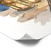 Indigo & Ochre Marokkaanse Hammam Waterverf Poster (Hoek)