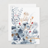 Indigo & Ochre - Waterverf Flowers Briefkaart (Voorkant / Achterkant)