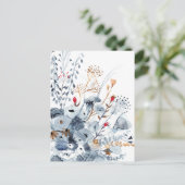 Indigo & Ochre - Waterverf Flowers Briefkaart (Staand voorkant)
