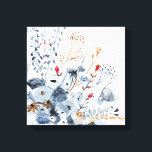 Indigo & Ochre - Waterverf Flowers Canvas Afdruk<br><div class="desc">Indigo & Ochre II van Victoria Borges. Met waterverf bloemen in verschillende blauwe tinten met accentkleuren.</div>