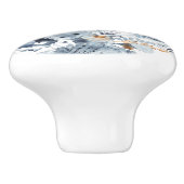 Indigo & Ochre - Waterverf Flowers Keramische Knop (Zijkant)