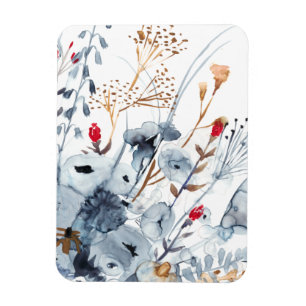 Indigo & Ochre - Waterverf Flowers Magneet