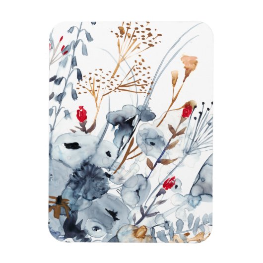 Indigo & Ochre - Waterverf Flowers Magneet (Verticaal)