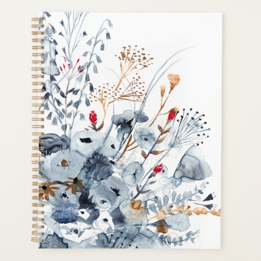 Indigo & Ochre - Waterverf Flowers Planner (Voorkant)