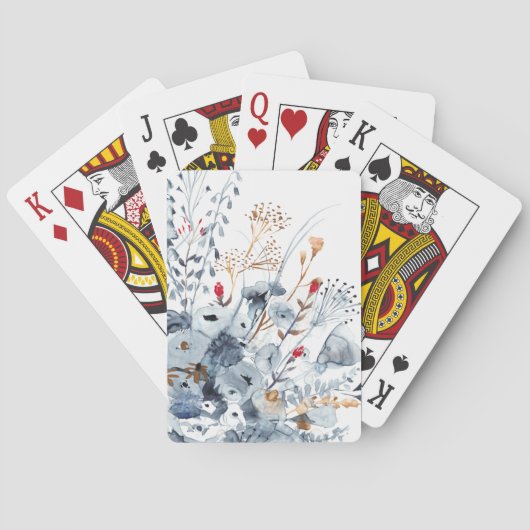 Indigo & Ochre - Waterverf Flowers Pokerkaarten (Achterkant)