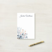 Indigo & Ochre - Waterverf Flowers Post-it® Notes (Op bureau)