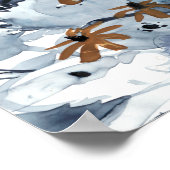 Indigo & Ochre - Waterverf Flowers Poster (Hoek)