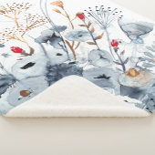 Indigo & Ochre - Waterverf Flowers Sherpa Deken (3/4)