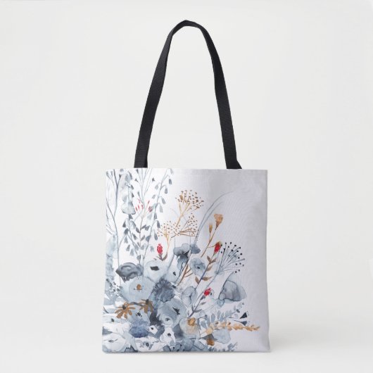 Indigo & Ochre - Waterverf Flowers Tote Bag (Voorkant)
