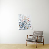 Indigo & Ochre - Waterverf Flowers Wandkleed (In situ)