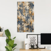 Indigo Oker Vervaarde Patroon Poster (Thuiskantoor)