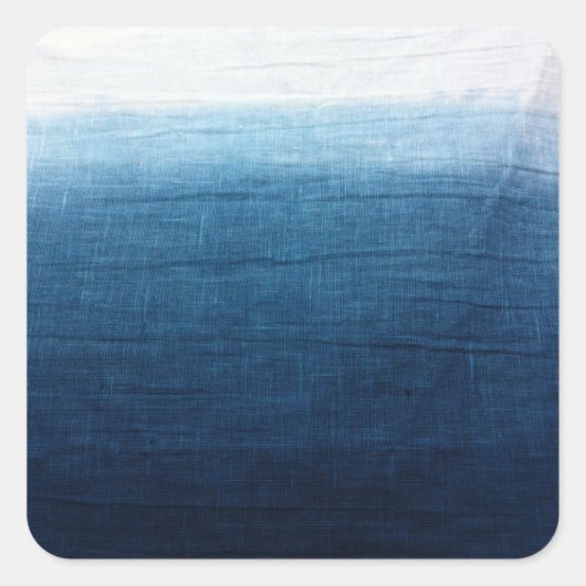 Indigo Ombre Fade Dip geverfd Shibori Vierkante Sticker (Voorkant)