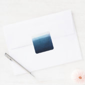 Indigo Ombre Fade Dip geverfd Shibori Vierkante Sticker (Envelop)