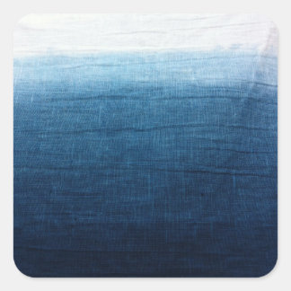 Indigo Ombre Fade Dip geverfd Shibori Vierkante Sticker