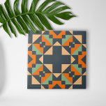 Indigo Oranje Blauwgroen beige Geometrische etnisc Tegeltje<br><div class="desc">Breng een exotische, opvallende aanraking naar je huis met onze oranje blauwgroen beige geometrische etnische keramische Tegel. Dit levendige decoratieve ontwerp van de tegel is voorzien van een naadloos patroon van geometrische vormen in donkerblauw, oranje, blauwgroen en beige, waardoor een verbluffende, unieke look wordt gecreëerd die perfect is voor de...</div>