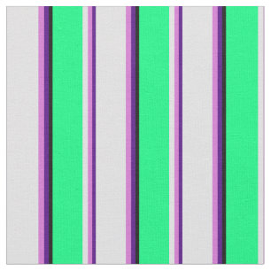 Indigo, Orchid, Lavender, Green & Black Stripes Stof