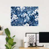 Indigo Orchide Varentropische Cyanotype Poster (Thuiskantoor)