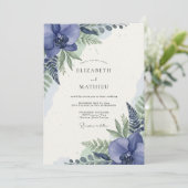 Indigo Orchidee Huwelijk Kaart (Staand voorkant)