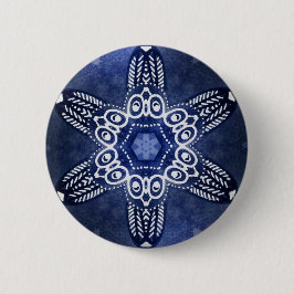 Indigo owls ronde button 5,7 cm