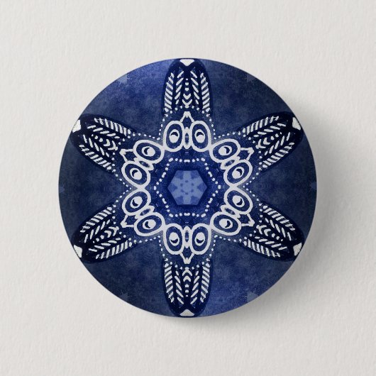 Indigo owls ronde button 5,7 cm (Voorkant)