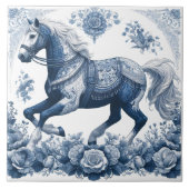 Indigo paard: Floral Elegance Tegeltje (Voorkant)
