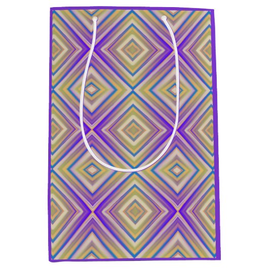 Indigo Paars Alternative Diamond Pattern Medium Cadeauzakje (Voorkant)