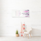 Indigo paars, roze bruiloft welkom spandoek (Insitu)