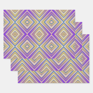 Indigo Paarse Alternatieve Diamant Patroon Inpakpapier Vel