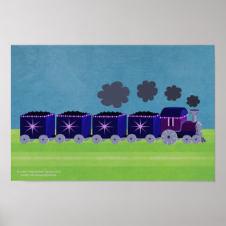 Indigo & Paarse Choo Choo Train Poster