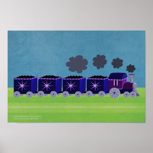 Indigo & Paarse Choo Choo Train Poster (Voorkant)