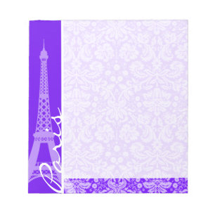 Indigo, Paarse Damask; Parijs; Eiffeltoren Notitieblok