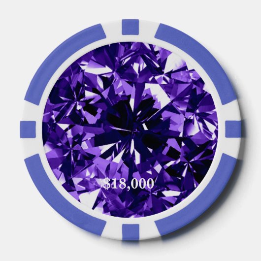 Indigo Paarse Diamond Gem Stone Poker Chip Stripe