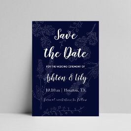 Indigo Paarse eenvoudige chique minimalistische li Save The Date