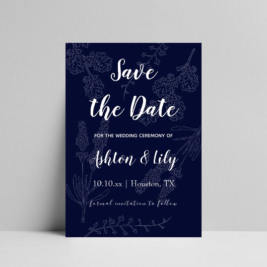 Indigo Paarse eenvoudige chique minimalistische li Save The Date