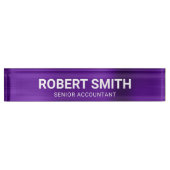 Indigo Paarse Faux Folie van geborsteld metaal Naambordje (Voorkant)