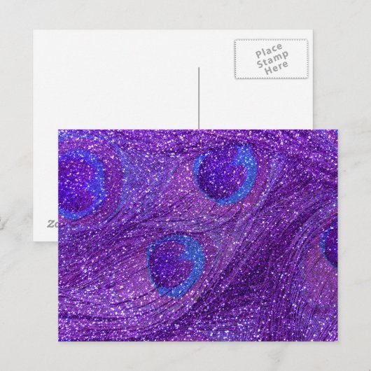 indigo paarse glitter peace ock veren briefkaart (Voorkant / Achterkant)