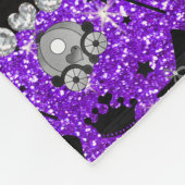 Indigo paarse glitter princess crowns stars fleece deken (Hoek)