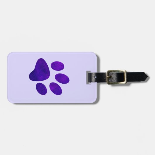 Indigo Paarse Grunge Paw Print Bagagelabel (Voorkant horizontaal)