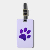 Indigo Paarse Grunge Paw Print Bagagelabel (Voorkant verticaal)