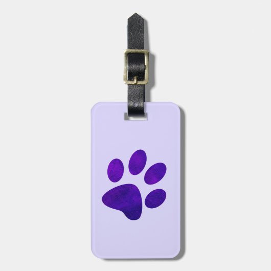 Indigo Paarse Grunge Paw Print Bagagelabel (Voorkant verticaal)