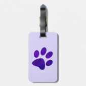Indigo Paarse Grunge Paw Print Bagagelabel (Achterkant verticaal)