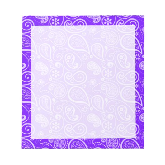 Indigo, Paarse Paisley; Floral Notitieblok (Voorkant)